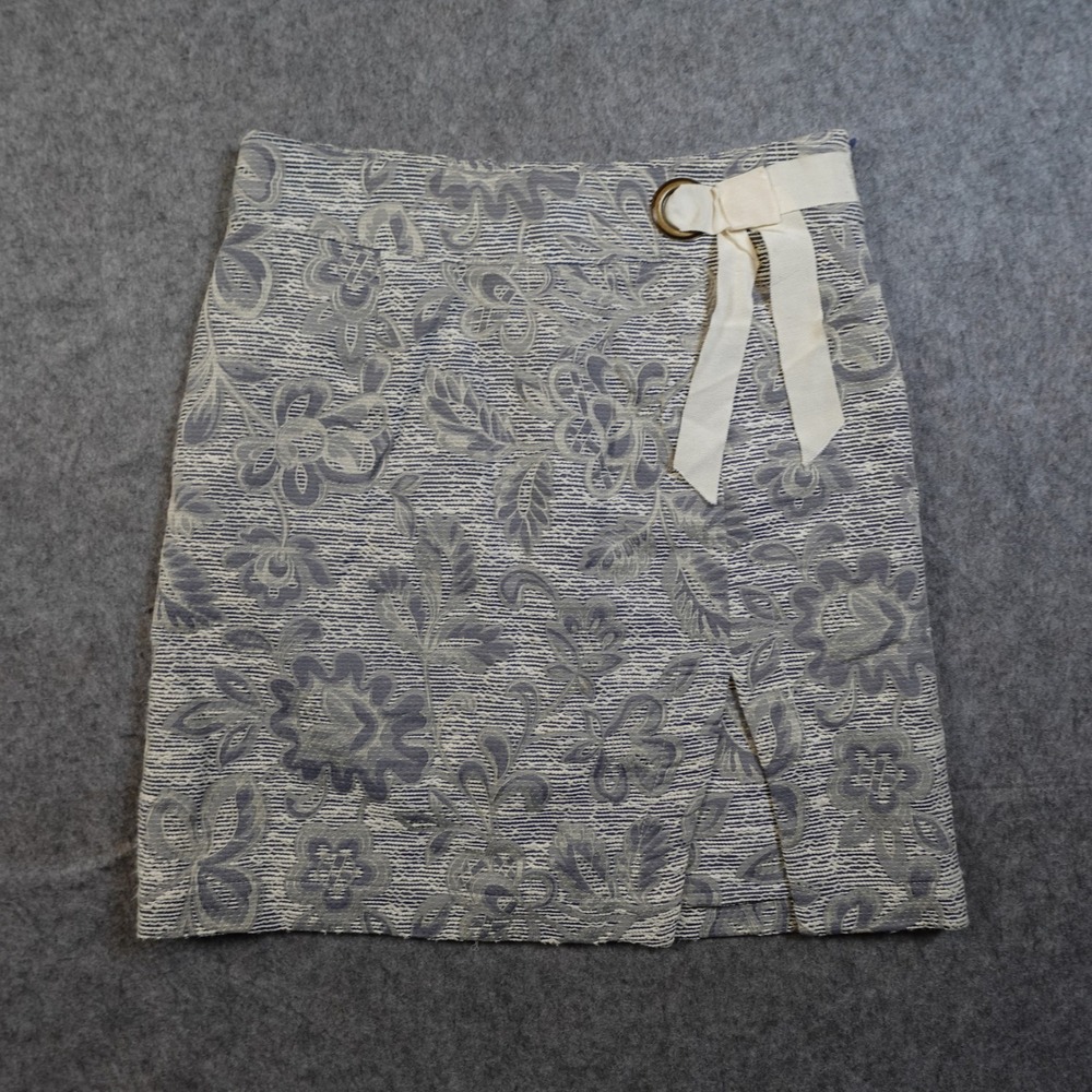 Anthropologie Skirt Womens 6 Mini Floral Tweed Blue Tapestry
